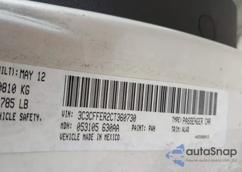 2012 Fiat 500C Lounge z USA, uszkodzony, nr VIN 3C3CFFER2CT360730